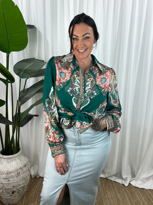 Solana Blouse- Bottle Green