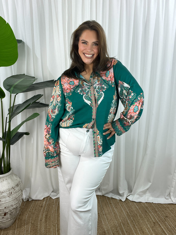 Solana Blouse- Bottle Green
