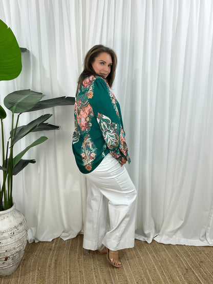 Solana Blouse- Bottle Green