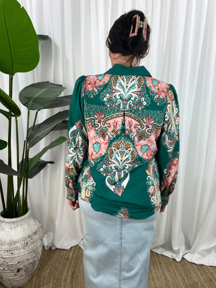 Solana Blouse- Bottle Green