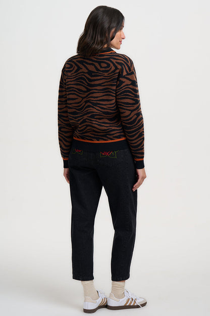 Solana Knitted Bomber (Brown/Black)