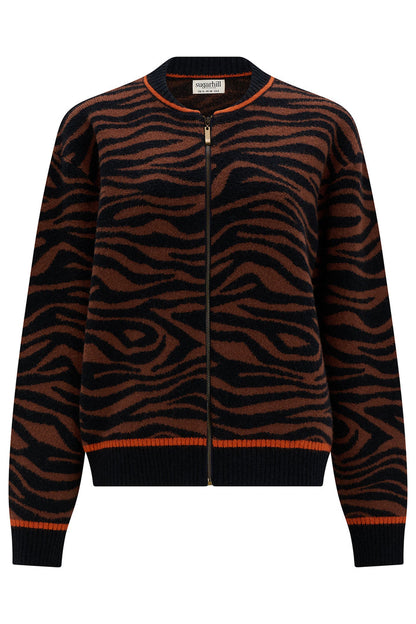 Solana Knitted Bomber (Brown/Black)