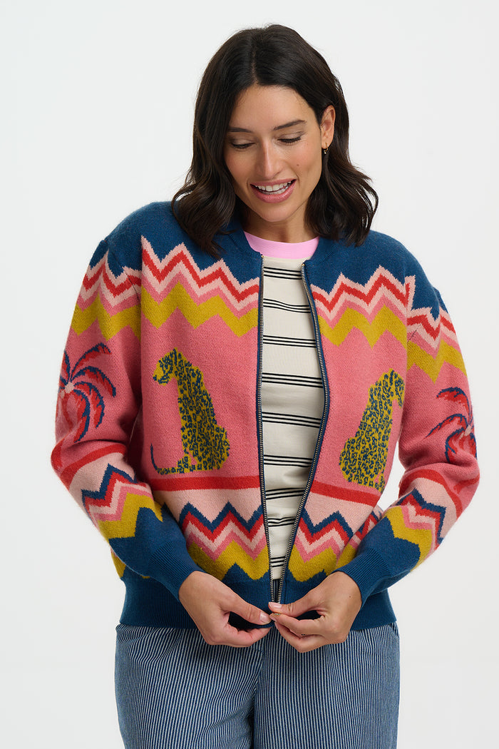 Solana Knitted Bomber (Multi/Leopard)