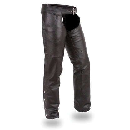 Stampede Chaps: Stampede - Unisex Motorcycle Leather Chaps
The Stampede are a unisex fit traditional style chaps available in