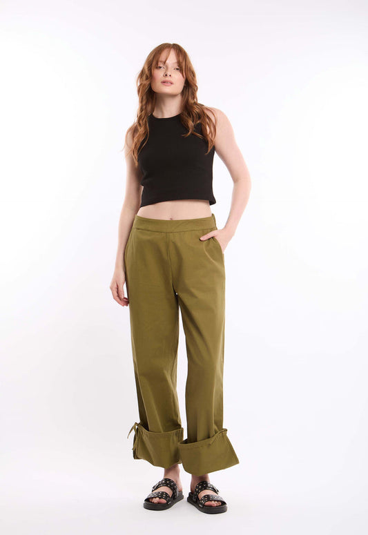 Statement Cuffed Cotton Pants
