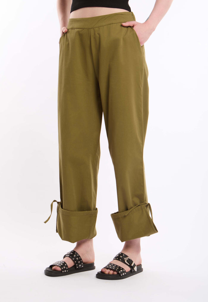 Statement Cuffed Cotton Pants