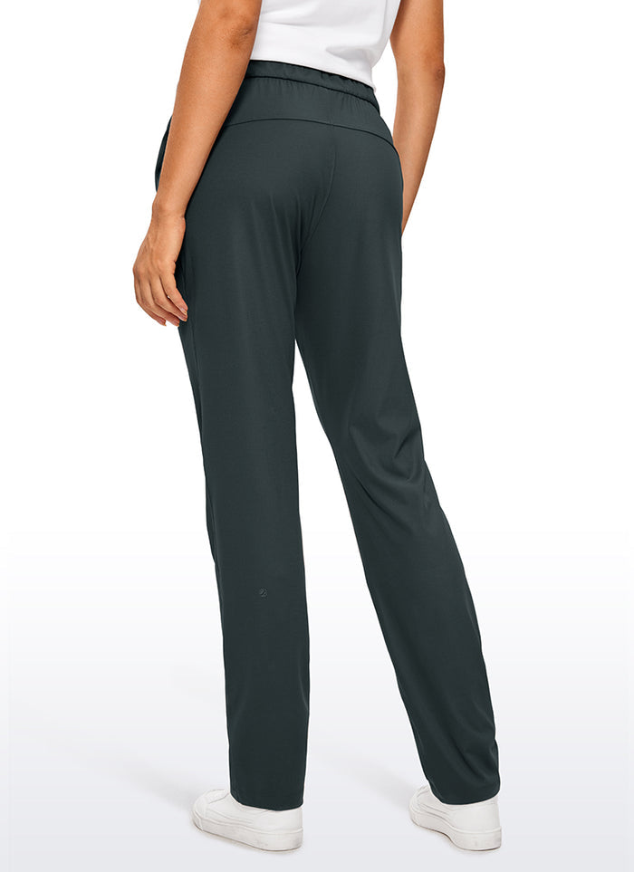 CRZ YOGA Women's Travel Slim Fit Stretch Drawstring Long Pants 31'' Melanite