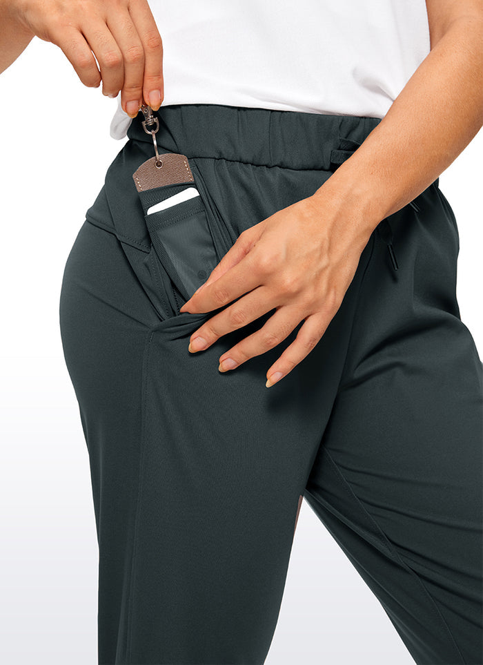 CRZ YOGA Women's Travel Slim Fit Stretch Drawstring Long Pants 31'' Melanite