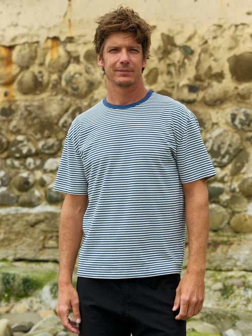 Striped Heavy Tee in Indigo