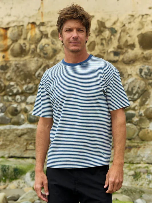 Striped Heavy Tee in Indigo