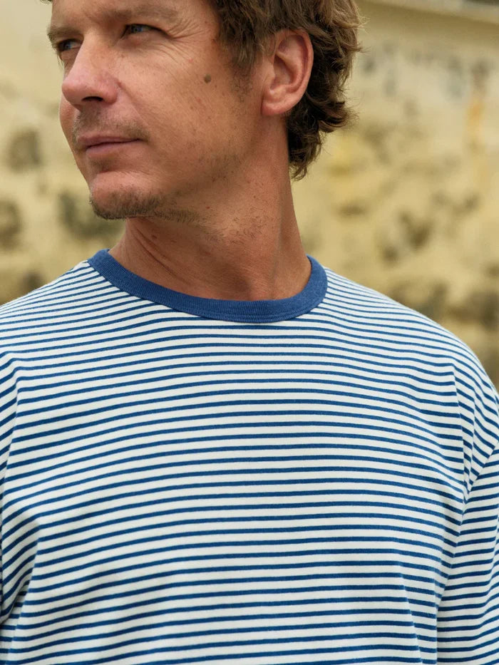 Striped Heavy Tee in Indigo