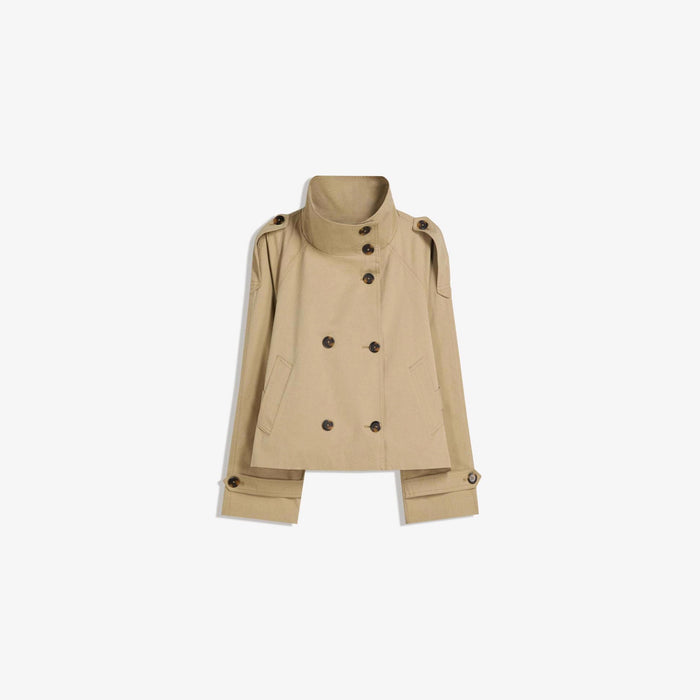 Waist-Controlled Grace: Lace-Up Women's Short Trench Coat in Loose Spandex Fit