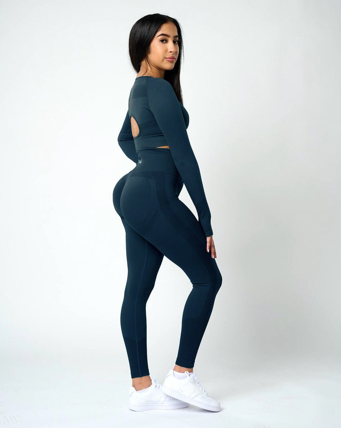 Sujey Long Sleeve Crop Top - Dark Green