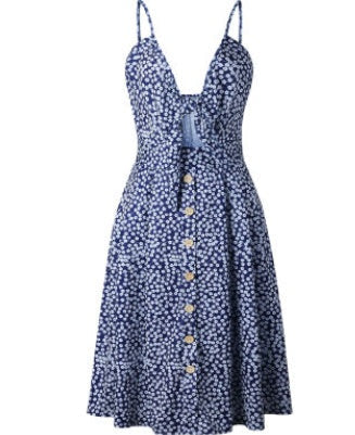 Lightweight summer dress – breathable fabric, strappy open back