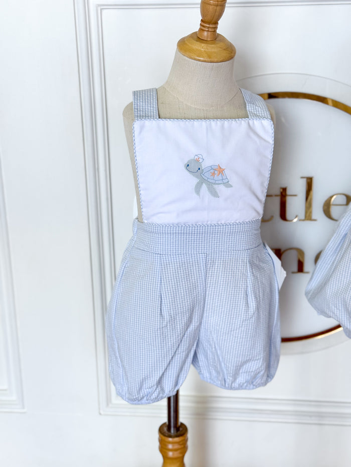 Sweet Turtle Seersucker Sunsuit