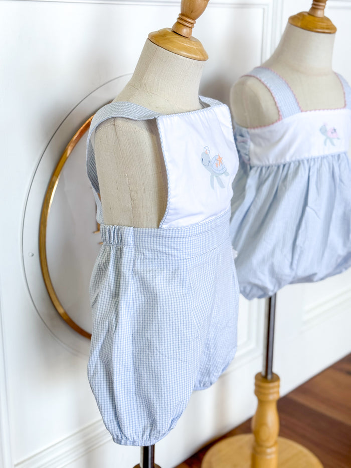 Sweet Turtle Seersucker Sunsuit