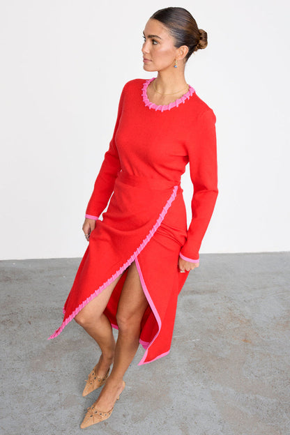 Sydney Wrap Dress (Red/Pink)