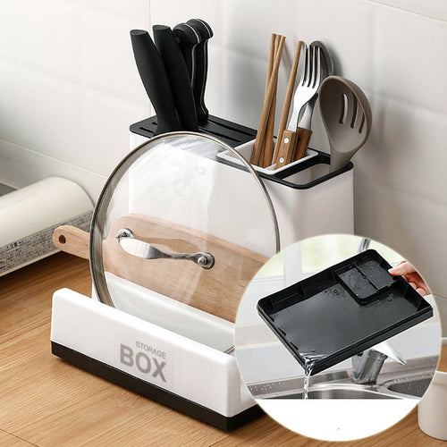 Tableware Storage Holder with integrated shelf and knife slots
