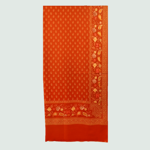 Tangerine Floral Odhani | Stoles & Shawls - Front View