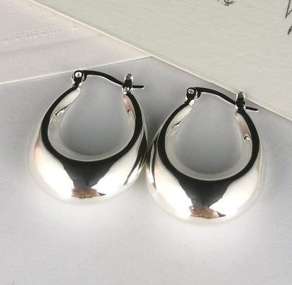 Teardrop Chunky Hoop - Silver