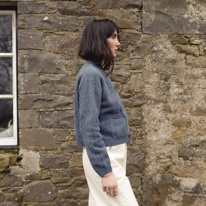 Terra Women's Cardigan - Donegal Wool - Lagoon