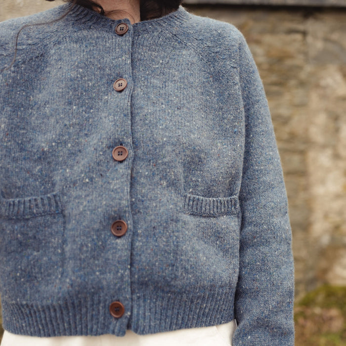 Terra Women's Cardigan - Donegal Wool - Lagoon