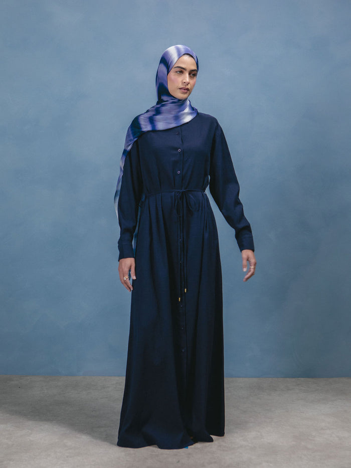 Textured Navy Maxi Shirt