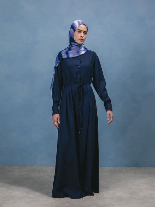 Textured Navy Maxi Shirt