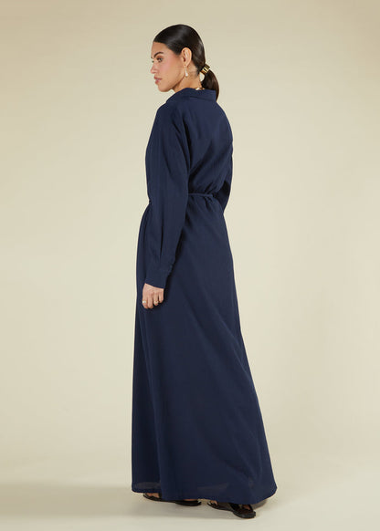 Textured Navy Maxi Shirt