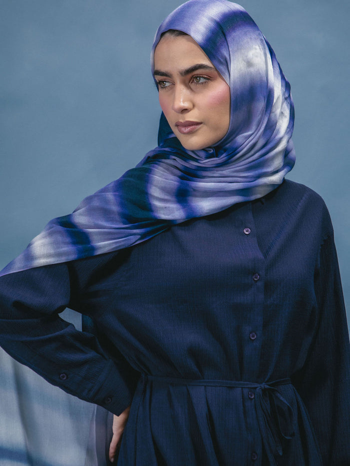 Textured Navy Maxi Shirt