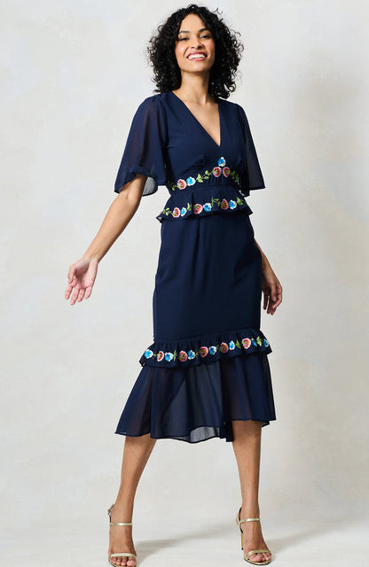 The Allegra Midi Dress (Navy)