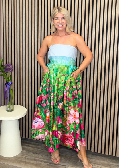 The Bloom Midi Dress (Blue/Green)