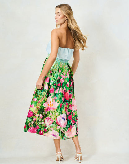 The Bloom Midi Dress (Blue/Green)