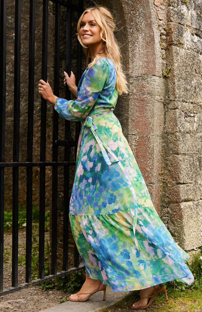 The Bluebell Maxi Wrap Dress (Blue)