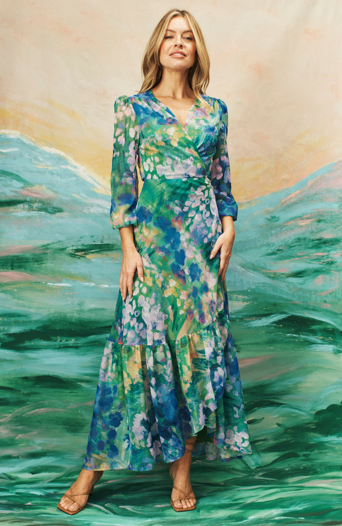 The Bluebell Maxi Wrap Dress (Blue)