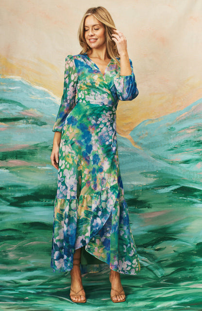 The Bluebell Maxi Wrap Dress (Blue)