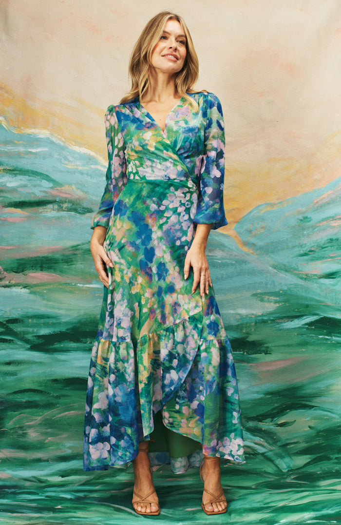The Bluebell Maxi Wrap Dress (Blue)