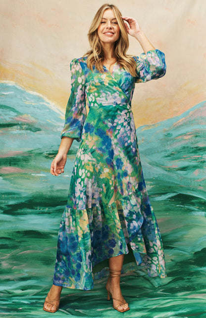 The Bluebell Maxi Wrap Dress (Blue)