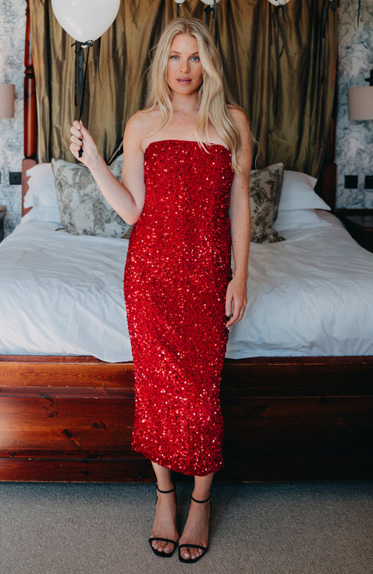 The Clarette Midi Dress (Red)