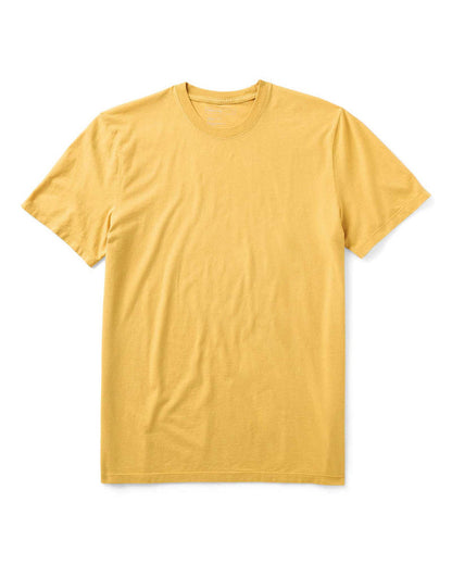 Taylor Stitch Cotton Hemp Tee in Goldfinch yellow, flat lay on white background