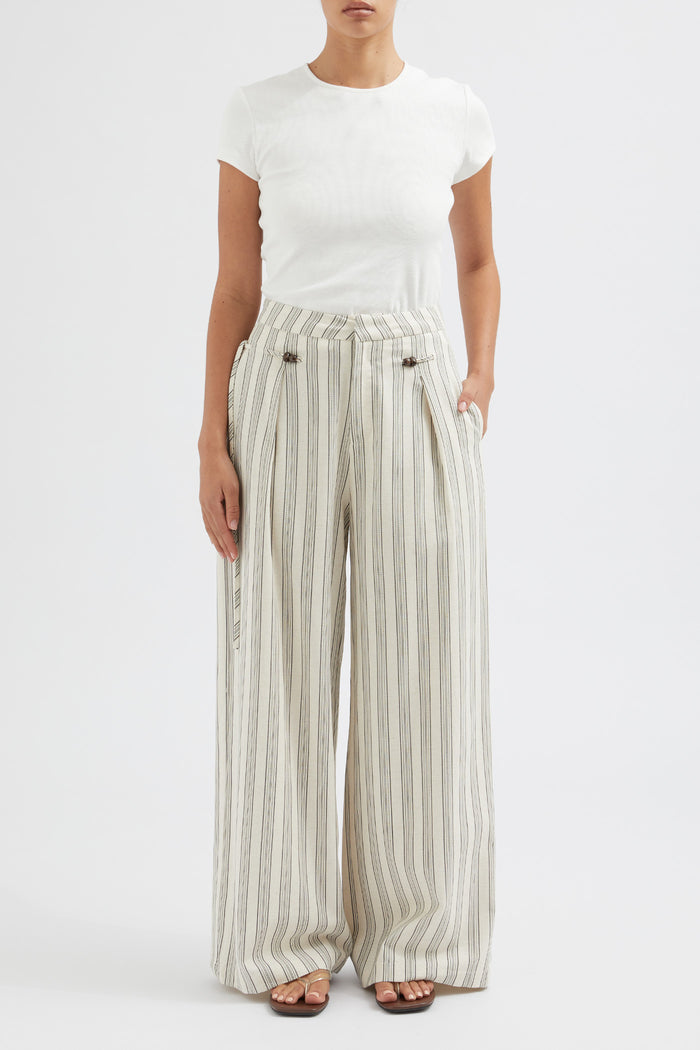 The Cotton Linen Beaded Trouser