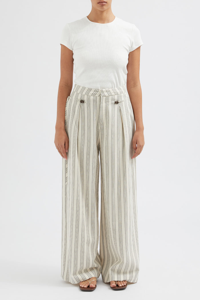 The Cotton Linen Beaded Trouser
