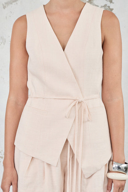 The Linen-Blend Wrap Vest