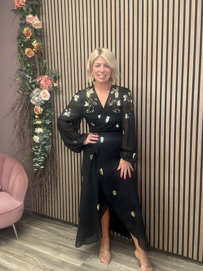 The Melanie Wrap Dress (Black)