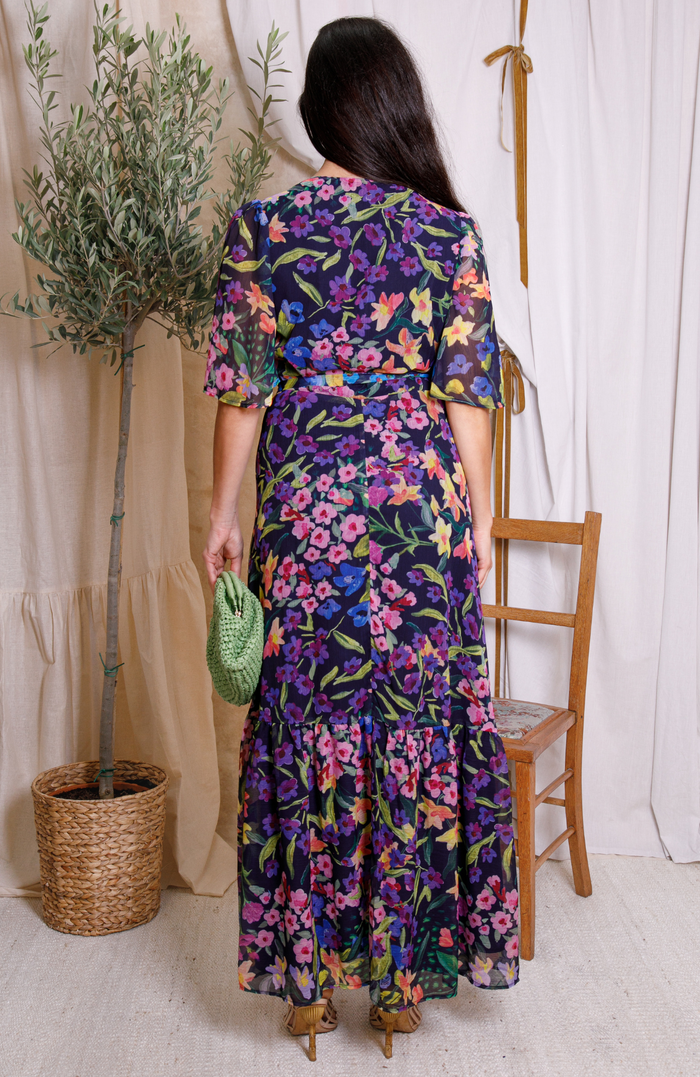 The Nesta Maxi Wrap Dress (Navy)
