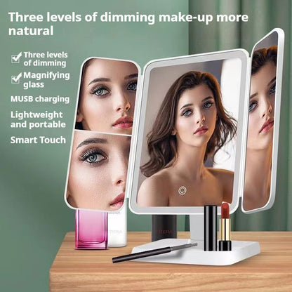 Thin Folding Makeup Mirror – Double Door LED, Shop Now
