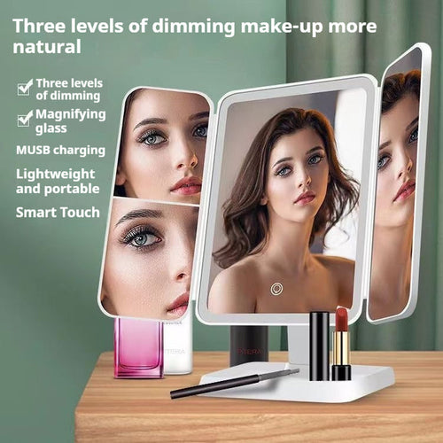 Thin Folding Makeup Mirror – Double Door LED, Shop Now