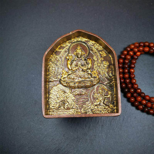 Three Great Bodhisattvas,Chenrezig,Manjushri,Vajrapani, Tsa Tsa Mold - Tibetan tsa tsa mold, front view
