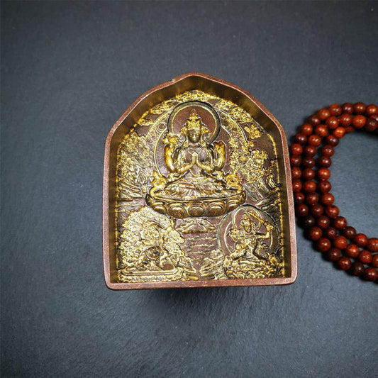 Three Great Bodhisattvas,Chenrezig,Manjushri,Vajrapani, Tsa Tsa Mold - Tibetan tsa tsa mold, front view
