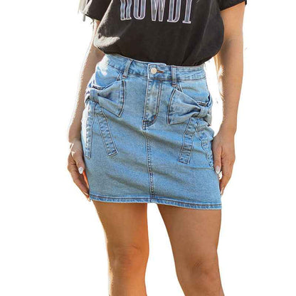 Trendy High Waist Denim Skirt - Chic A-Line Style